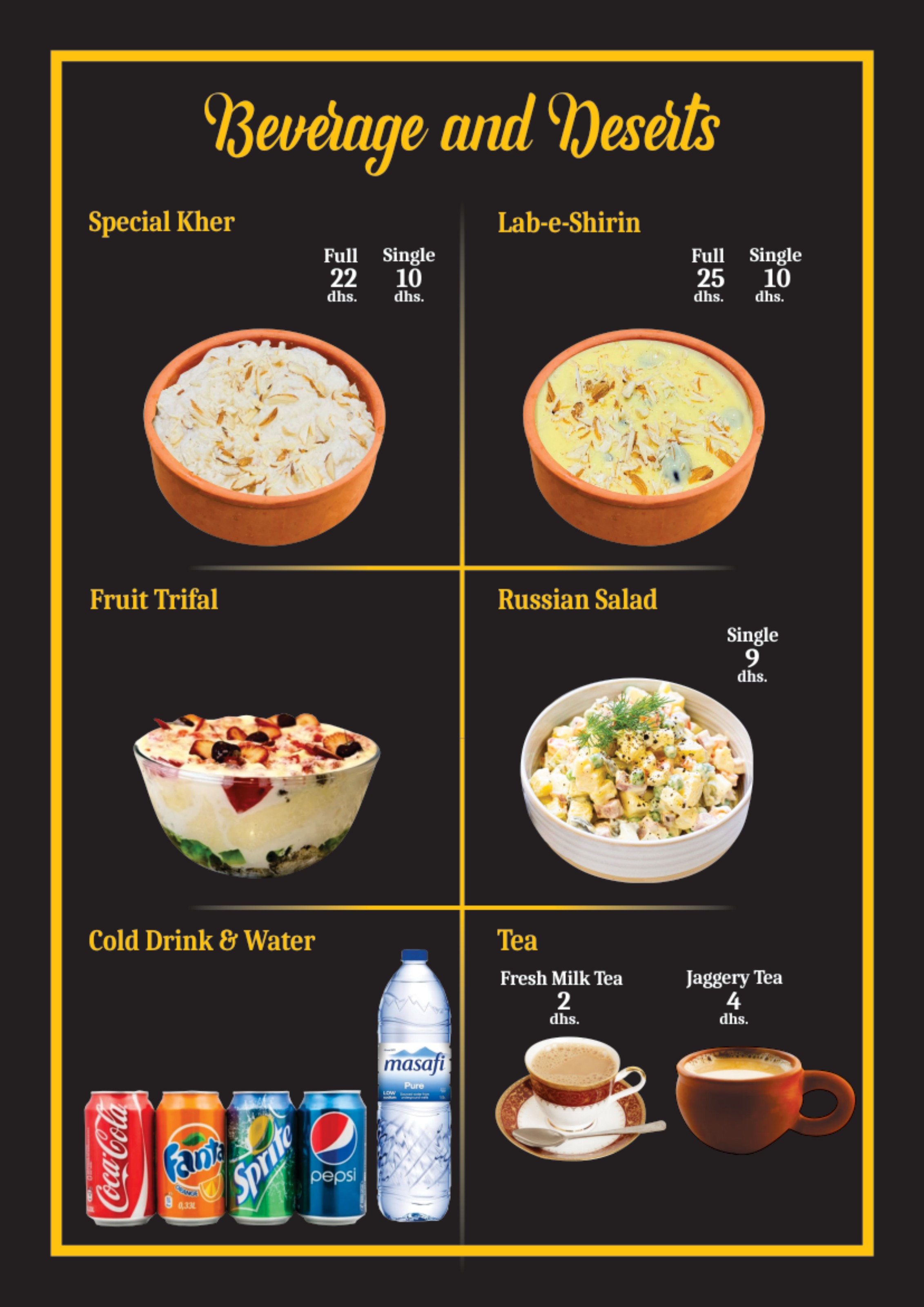 Bannu Beef Pulao menu — Beverages & Desserts