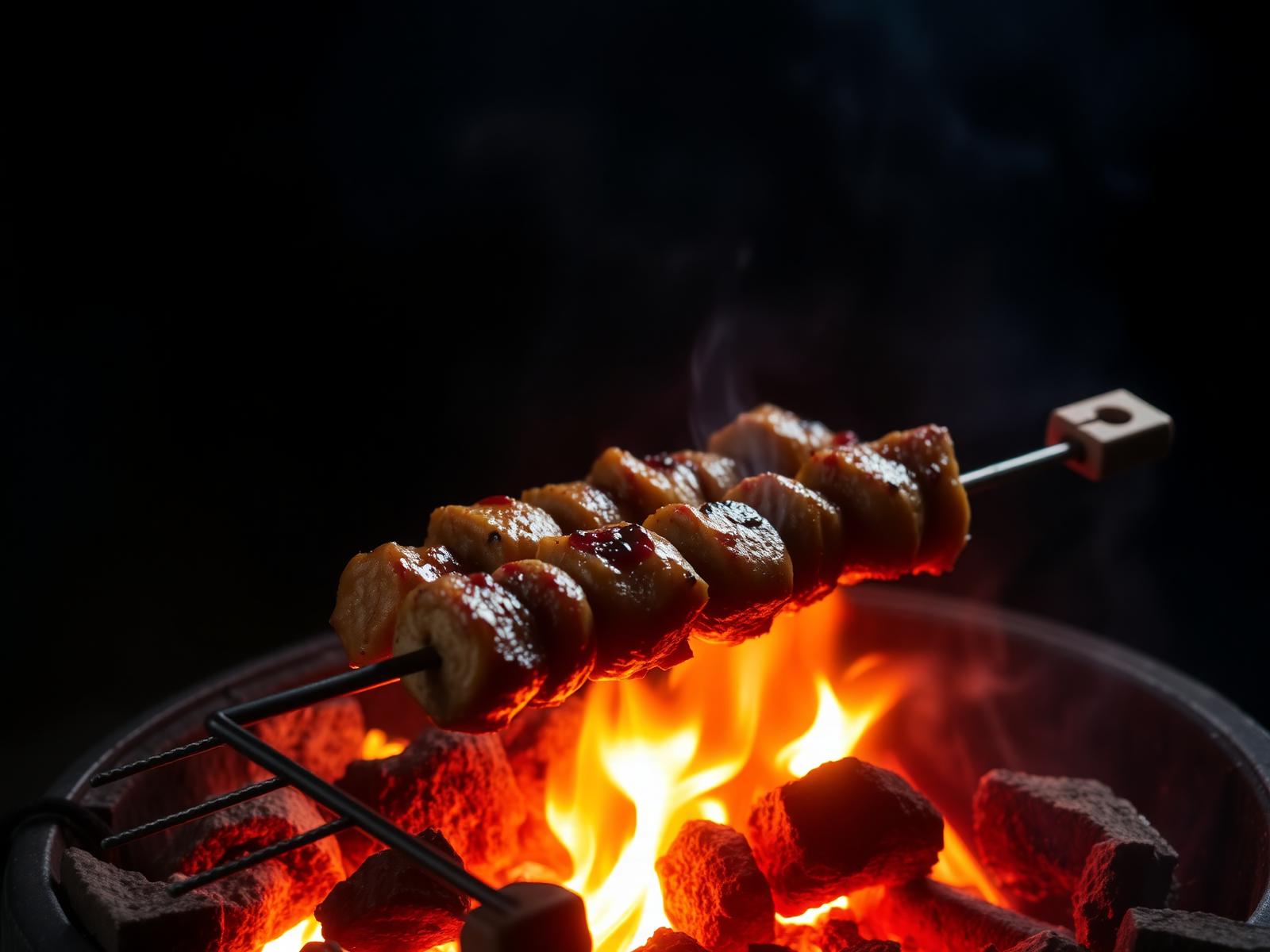 Seekh kababs on charcoal grill